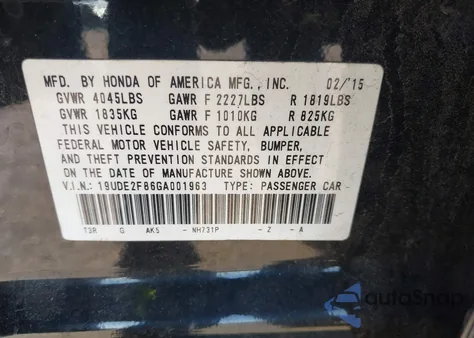 2016 Acura Ilx Premium A-Spec Packages/Technology Plus A-Spec Packages from USA, damaged, VIN 19UDE2F86GA001963